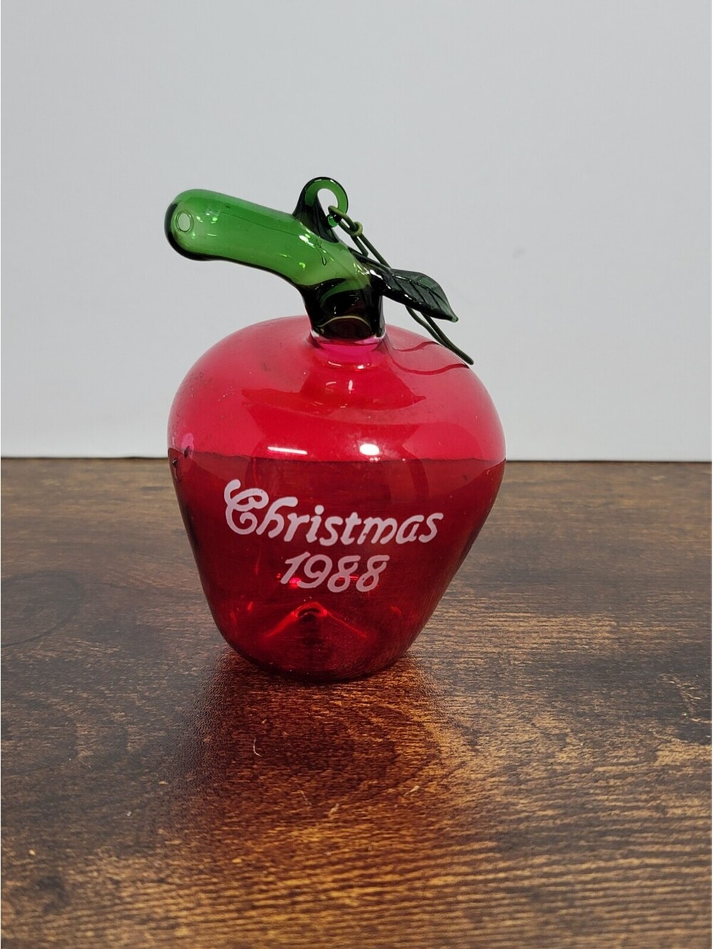 Vintage 1988 Red Blown Glass Apple Ornament 3 Inches Tall